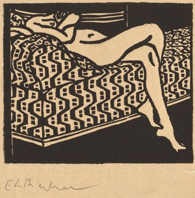 Garota nua deitada em um sofá de Ernst Ludwig Kirchner