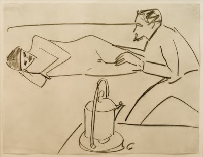 Sem título (Deitado Fränzi em conversa com Erich Heckel) de Ernst Ludwig Kirchner