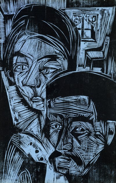 Casal de camponeses no chalé, 1919 de Ernst Ludwig Kirchner