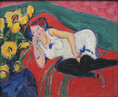 Mulher descansando em camisa branca de Ernst Ludwig Kirchner