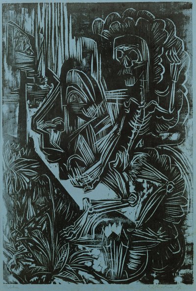 Auto-retrato com dança da morte, 1917 de Ernst Ludwig Kirchner