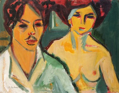 Auto-retrato com modelo, 1905 de Ernst Ludwig Kirchner