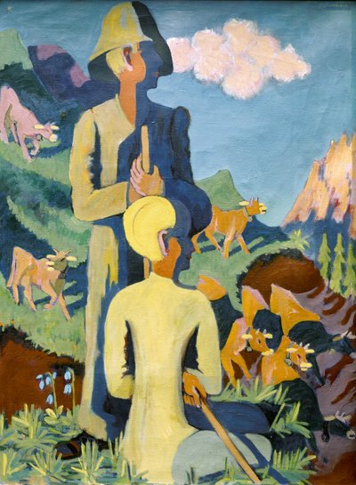 Pastores à noite. 1937. (óleo sobre tela) de Ernst Ludwig Kirchner