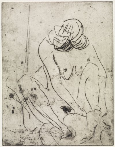 Menina a secar-se/Duas mulheres a tomar banho de Ernst Ludwig Kirchner