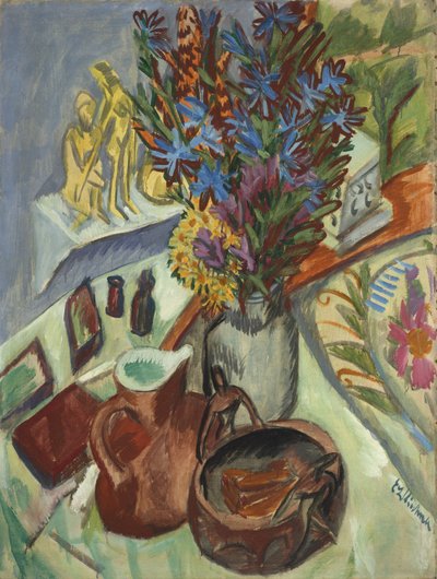 Ainda vida com jarro e tigela africana, 1912 de Ernst Ludwig Kirchner