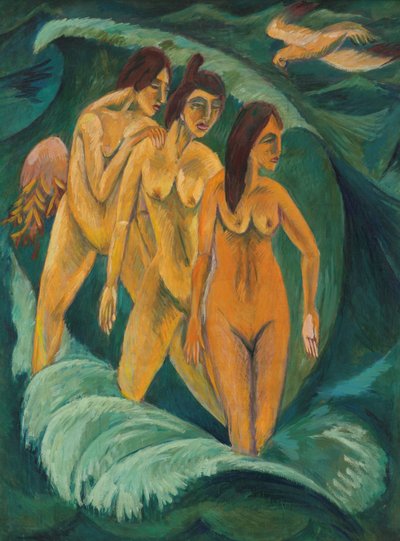 Três banhistas, 1913 de Ernst Ludwig Kirchner