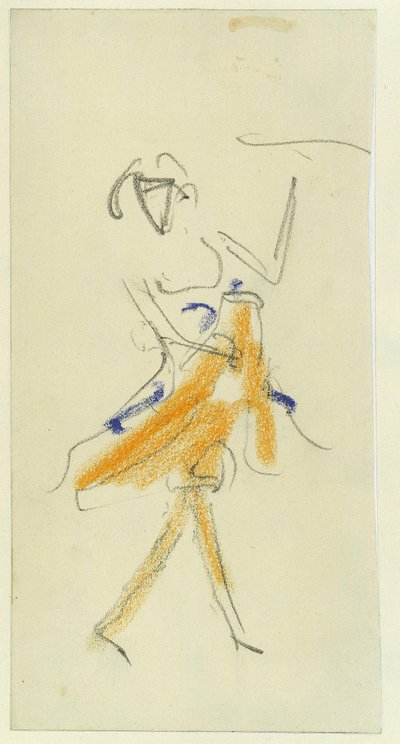 Uma bailarina. Trabalho de Ernst Ludwig Kirchner (1880-1938), lápis e pastel sobre papelão de Ernst Ludwig Kirchner
