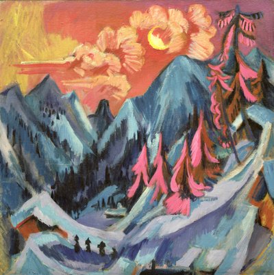Paisagem de inverno no luar, 1919 de Ernst Ludwig Kirchner
