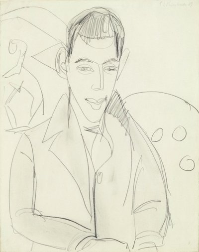 Jovem Poeta (Simon Guttmann), 1911 (grafite sobre papel) de Ernst Ludwig Kirchner