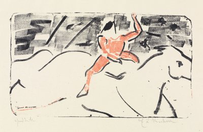 Cavaleiro de circo num cavalo branco (jockey) de Ernst Ludwig Kirchner