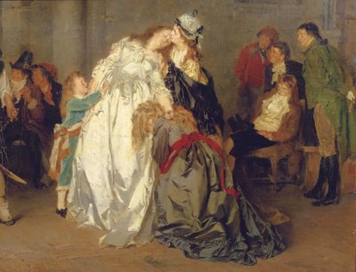 Rei Luís XVI da França se despedindo de sua família na prisão do Templo, detalhe, 1873 de Ernst Meisel