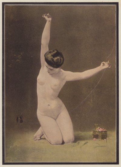 A mulher e o pássaro (cor litho) de Ernst Philippe Zacharie