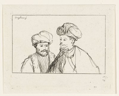 Retrato de dois homens com turbantes de Ernst Willem Jan Bagelaar