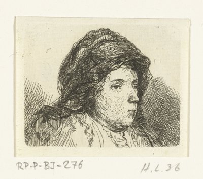 Busto de retrato de uma mulher com pano em volta da cabeça de Ernst Willem Jan Bagelaar