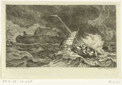 Veleiro em mar tempestuoso de Ernst Willem Jan Bagelaar