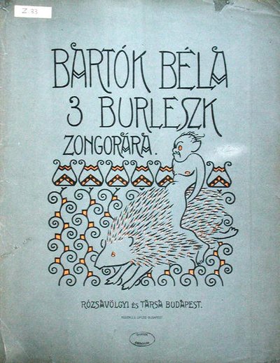 Capa de uma partitura para três burlesques para Piano de Bela Bartok (1881-1945) 1912 (cor litho) de Ervin Voit
