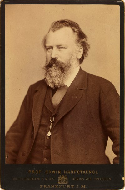 Retrato do compositor Johannes Brahms 1833-1897, c. 1870. de Erwin Hanfstaengl