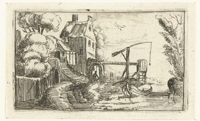 Casa ou fábrica em um canal Pequenas paisagens (título da série) de Esaias van de Velde (rejected attribution)