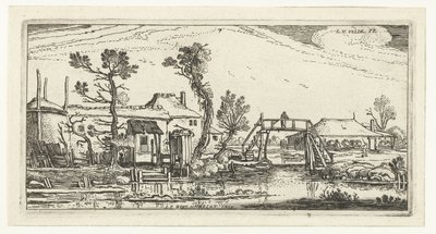 Fazenda em um canal perto de Haarlem Paisagens (título da série) de Esaias van de Velde