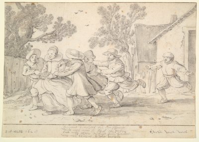 Rapazes a perseguir uma rapariga de Esaias van de Velde