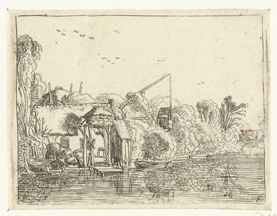 Cervejaria na margem de um rio Pequenas paisagens (título da série) de Esaias van de Velde