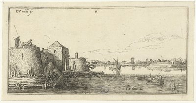 Forte com defesas de Tholen no Scheldt Paisagens (título da série) de Esaias van de Velde