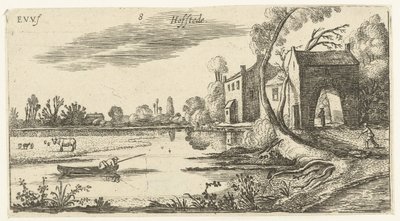 Paisagem com um rio e guarita Paisagens (título da série) de Esaias van de Velde