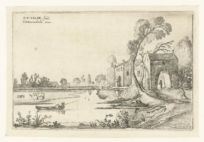 Paisagem com um rio e guarita Paisagens de paisagem (título da série) de Esaias van de Velde