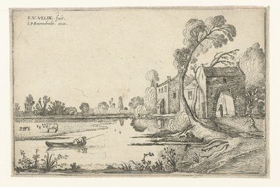 Paisagem com rio e portão
Paisagens recortadas (título da série) de Esaias van de Velde