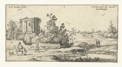 Paisagem com ruínas de um templo romano Paisagens (título da série) de Esaias van de Velde