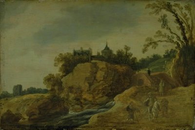 Paisagem rochosa com um castelo de Esaias van de Velde