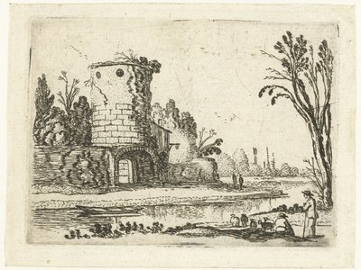 Torre redonda com portão Pequenas paisagens (título da série) de Esaias van de Velde