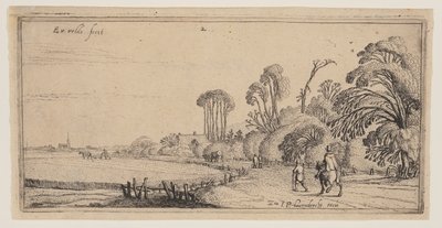 Paisagem com um cavaleiro e um caminhante numa estrada, de Paisagens de Esaias van den Velde I