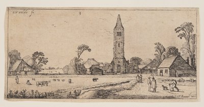 Caminho à direita que conduz a uma aldeia, de Paisagens de Esaias van den Velde I