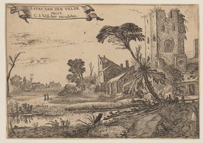 Dois monges num caminho de Esaias van den Velde I