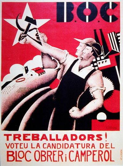 Cartaz de eleição para o Blog do Trabalhador e Agricultor (BLOC) c.1935 de Estenka Estenka