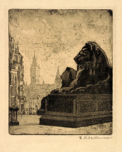 Leões numa praça de Londres de Esther Blaikie MacKinnon