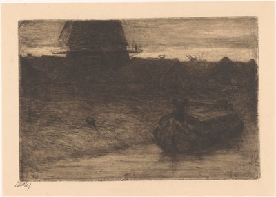 Batelão sobre um canal de Etha Fles (signed by artist)