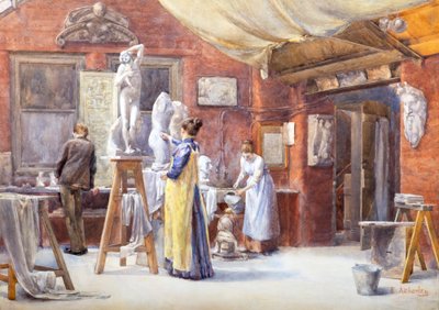 O atelier do escultor (aguarela) de Ethel Atcherley