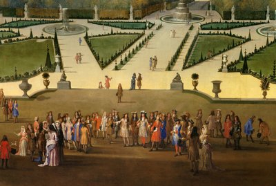 Promenade de Louis XIV (1638-1715) em vista da parte norte nos jardins de Versailles Detail. Pintura de Etienne Allegrain (1644-1736) 1688 circa Sun. 2,3x2,9 m de Etienne Allegrain