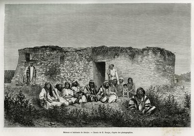 Casas e habitantes de Jericó (Cisjordânia). Gravura de E.Ronjat, para ilustrar a história da Síria hoje, de M.Lortet, reitor da Faculdade de Medicina de Lyon, encarregado de uma missão científica pelo Ministério da Educação Pública, publicada no Tour de Etienne Antoine Eugene Ronjat