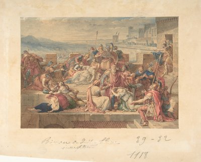 Príamo e sua família lamentando a morte de Heitor, s.d.. de Etienne Barthelemy Garnier