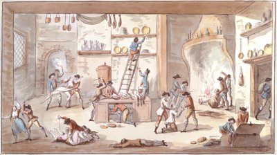 Saqueando uma fazenda durante o período da Revolução Francesa (wc no papel) de Etienne Bericourt