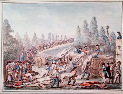 Transporte de cadáveres durante a Revolução (Aguarela, cerca de 1790) de Etienne Bericourt