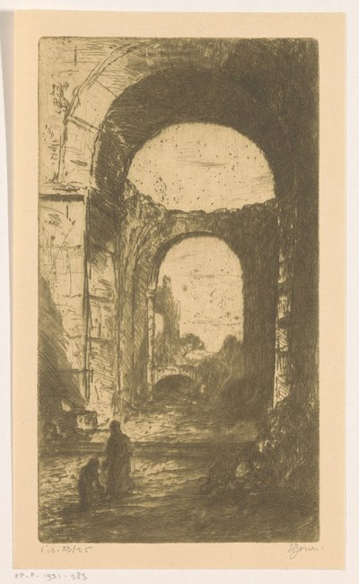 Ruínas palatinas em Roma (título original sobre o objecto) de Etienne Bosch (signed by artist)