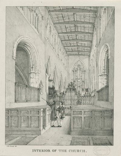 Interior da Igreja de Tamworth: litografia, nd [1796-1865] de Etienne Bruno Hamel