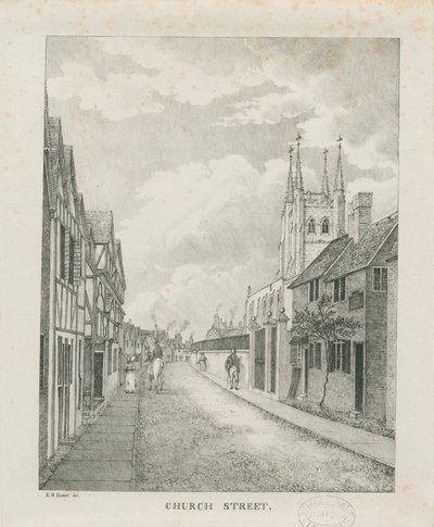 Tamworth - Church Street: litografia, nd [1796-1865] (impressão) de Etienne Bruno Hamel
