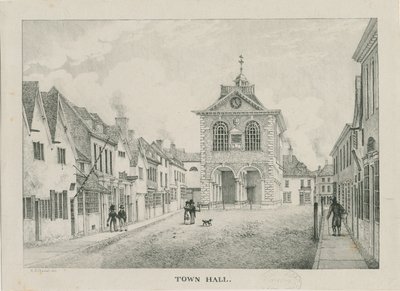 Tamworth - a prefeitura: litografia, nd [1796-1865] de Etienne Bruno Hamel