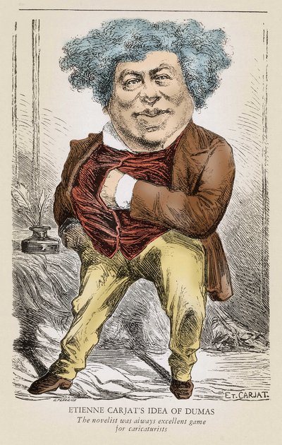Retrato de Alexandre DUMAS (1803-1870) pai: caricatura de Etienne Carjat. de Etienne Carjat