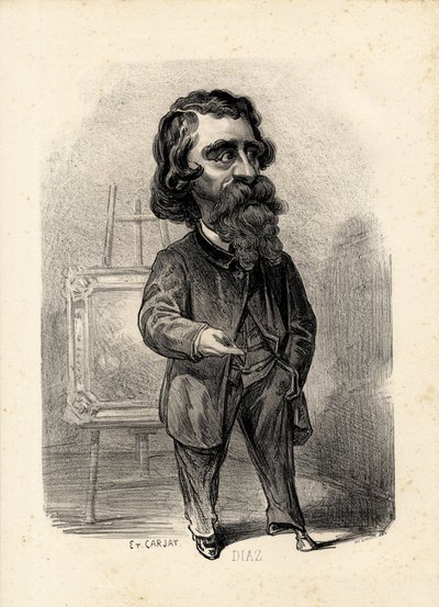 Folha voadora - Ilustração de Etienne Carjat (1826-1906): Arte - Pintores artistas, Diaz Narcisse Diaz de la Pena (1807-1876) de Etienne Carjat